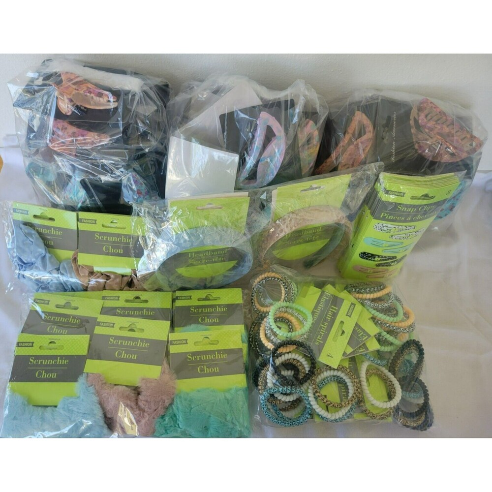 Hair Accessories Scrunchies Headbands Clips Ties Lot of 102 Pieces New With Tags